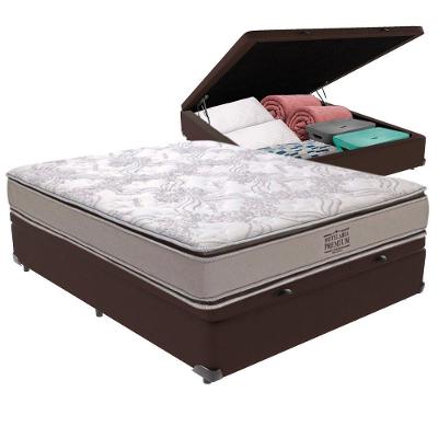 Cama Box com Baú Casal Four Season Bravus Molas Ensacadas Marrom Vtech