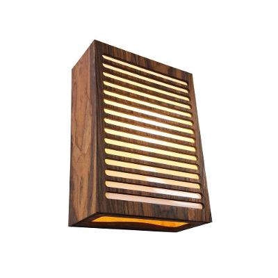 Luminária Parede Decorativa Led Corredor Quarto Sala P Ferro Bivolt Marrom MDF