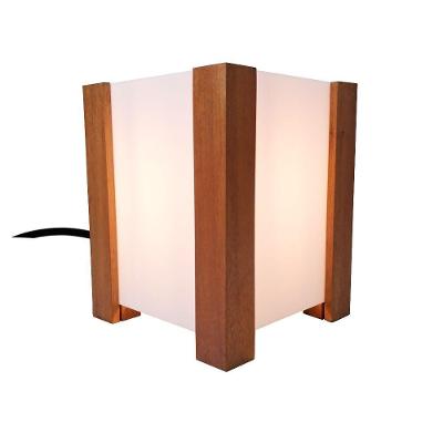 Luminária de Mesa Decorativa Artesanal Madeira Nobre Maciça de Reflorestamento