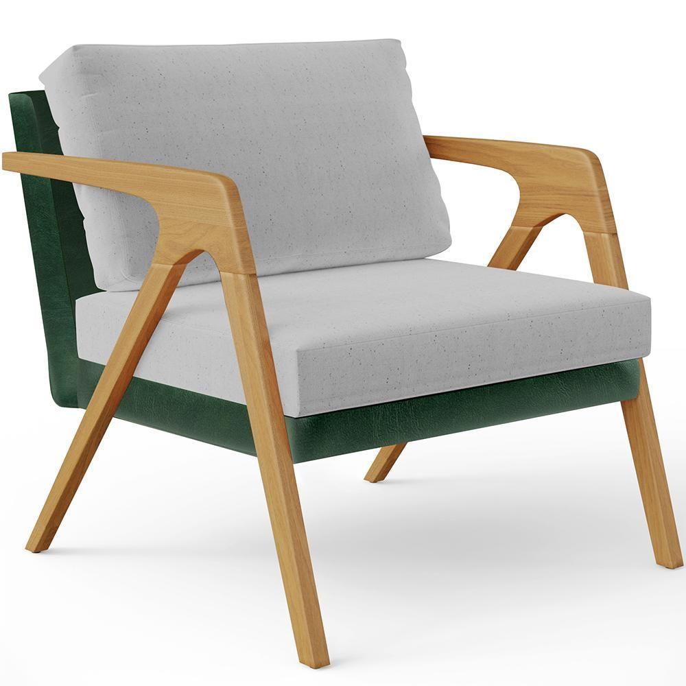 Kit 03 Poltronas Pietra L02 Facto Verde Musgo Linho Cinza - 7