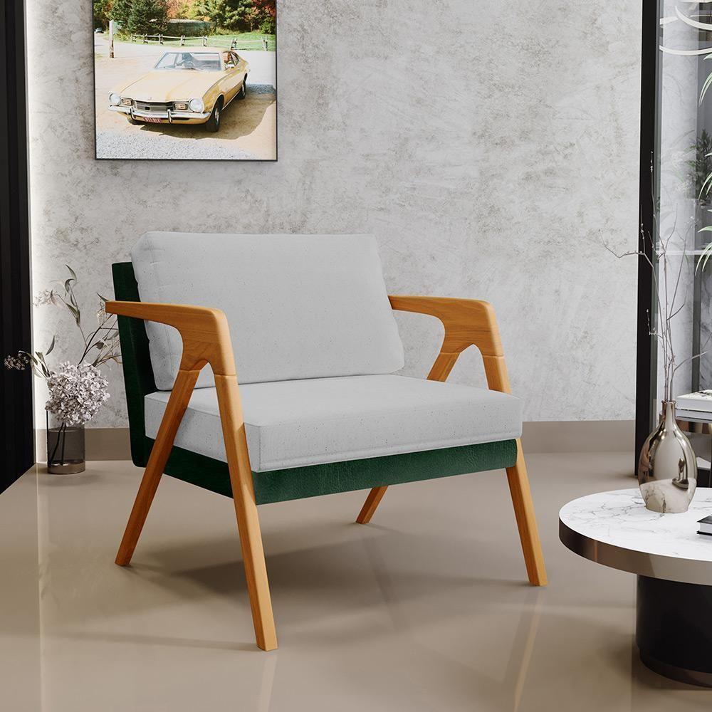 Kit 03 Poltronas Pietra L02 Facto Verde Musgo Linho Cinza - 8