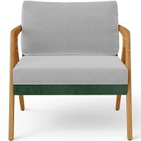 Kit 03 Poltronas Pietra L02 Facto Verde Musgo Linho Cinza