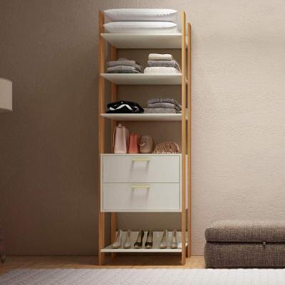 Estante Closet Organizador de Roupas 2 Gavetas 4 Prateleiras 100% MDF Off White com Freijó Dalla