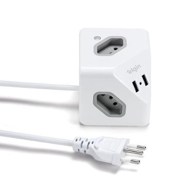 Extensão Elétrica Cubo 3 Tomadas 2 Portas USB 10A 2P T Bivolt Elgin