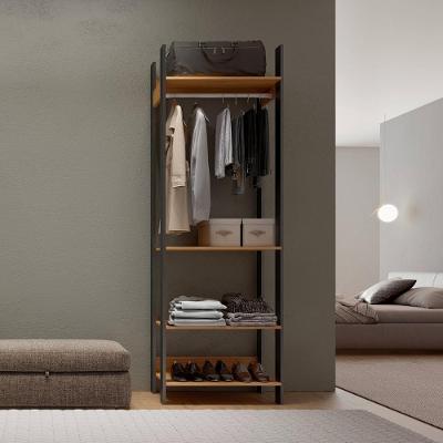 Estante Closet 4 Prateleiras 100% MDF 73,5CM Freijó com Preto Fosco Dalla Costa Móveis