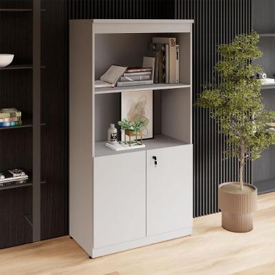 Estante Armário para Escritório 2 Portas com Chave 1 Prateleira 80CM Cinza F5 Office