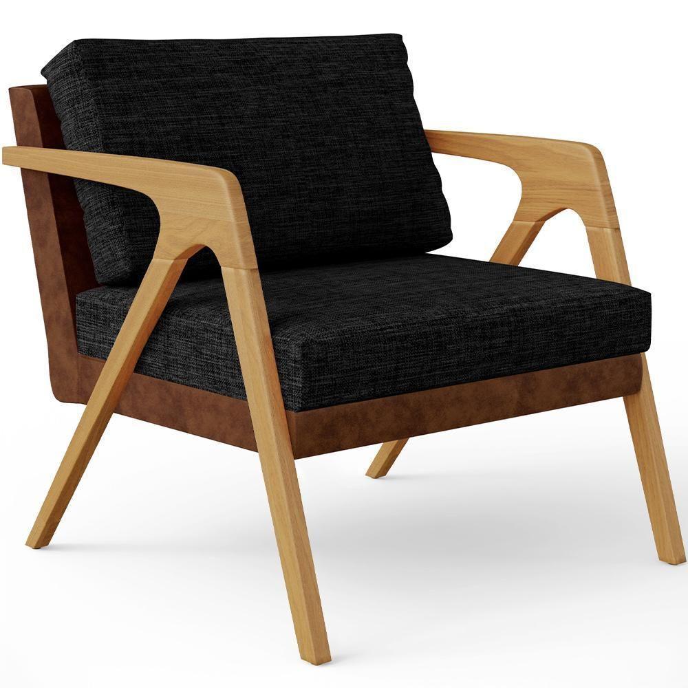 Kit 03 Poltronas Pietra L02 Couríssimo Marrom Linho Chumbo - 7