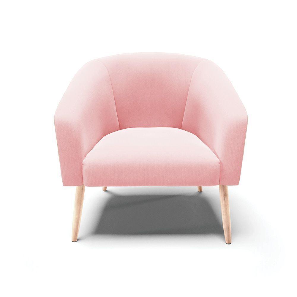 Kit 02 Poltronas Stella Suede Pés Palito Natural - D'rossi Cor Rosa Bebê - 6