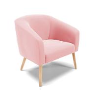 Kit 02 Poltronas Stella Suede Pés Palito Natural - D'rossi Cor Rosa Bebê - 2