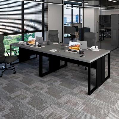 Plataforma de Trabalho para Escritório 300CM 4 Pessoas MDP Metal Cinza Sagrado com Preto