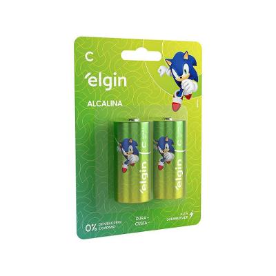 Pilha Alcalina Tipo C Alta Descarga Indicada para Brinquedos Controles Remotos Lanternas Elgin