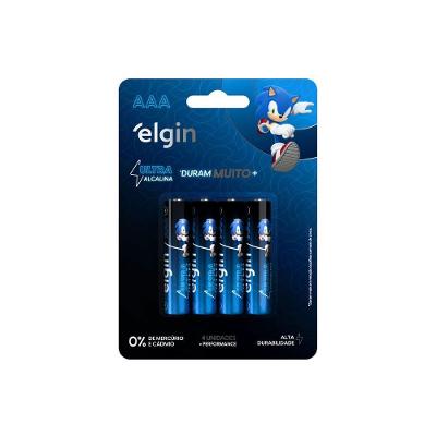 Pilha AAA Ultra Alcalina Palito Alta Durabilidade Energia Estável 4 Unidades Elgin