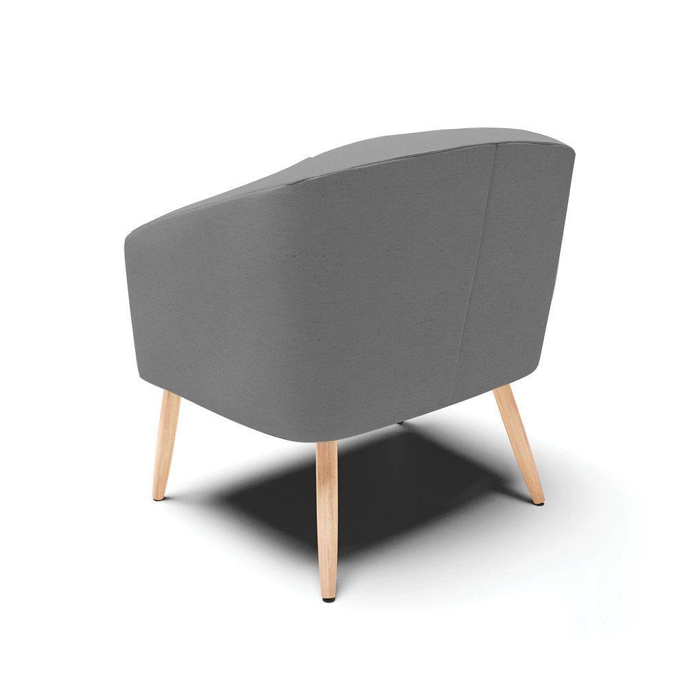 Kit 02 Poltronas Stella Linho Pés Palito Natural - D'rossi Cor A26 Grafite - 4