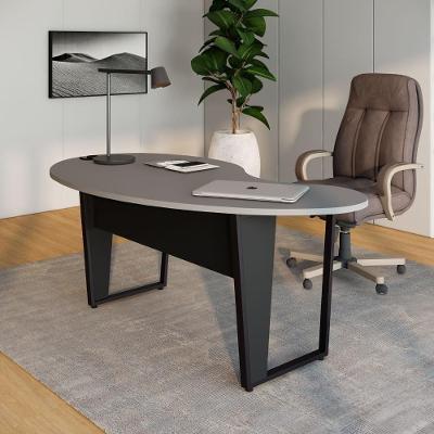 Mesa para Escritório Mesa Linear Orgânica sem Gavetas 175CM Cinza Sagrado com Preto F5 Office