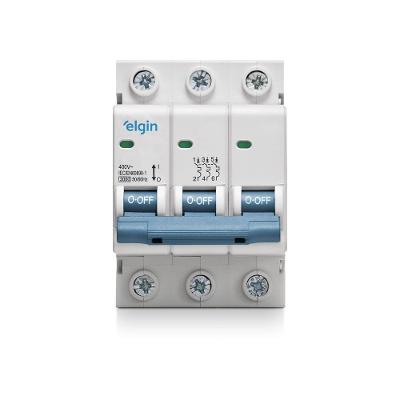 Mini Disjuntor Tripolar 100A 6kA MCB DP6-3C100 Proteção Contra Curto-Circuito Bivolt Elgin