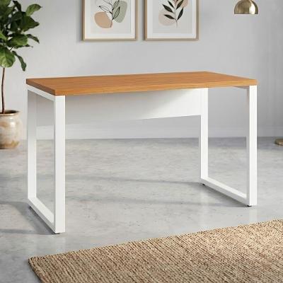 Mesa para Escritório Escrivaninha Industrial MDF 120CM Freijó com Branco F5 Office