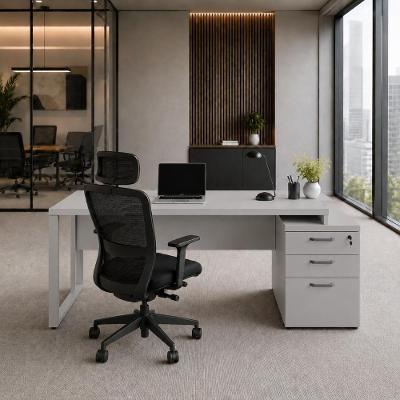 Mesa para Escritório Diretor 3 Gavetas MDP 192CM Cinza F5 Office