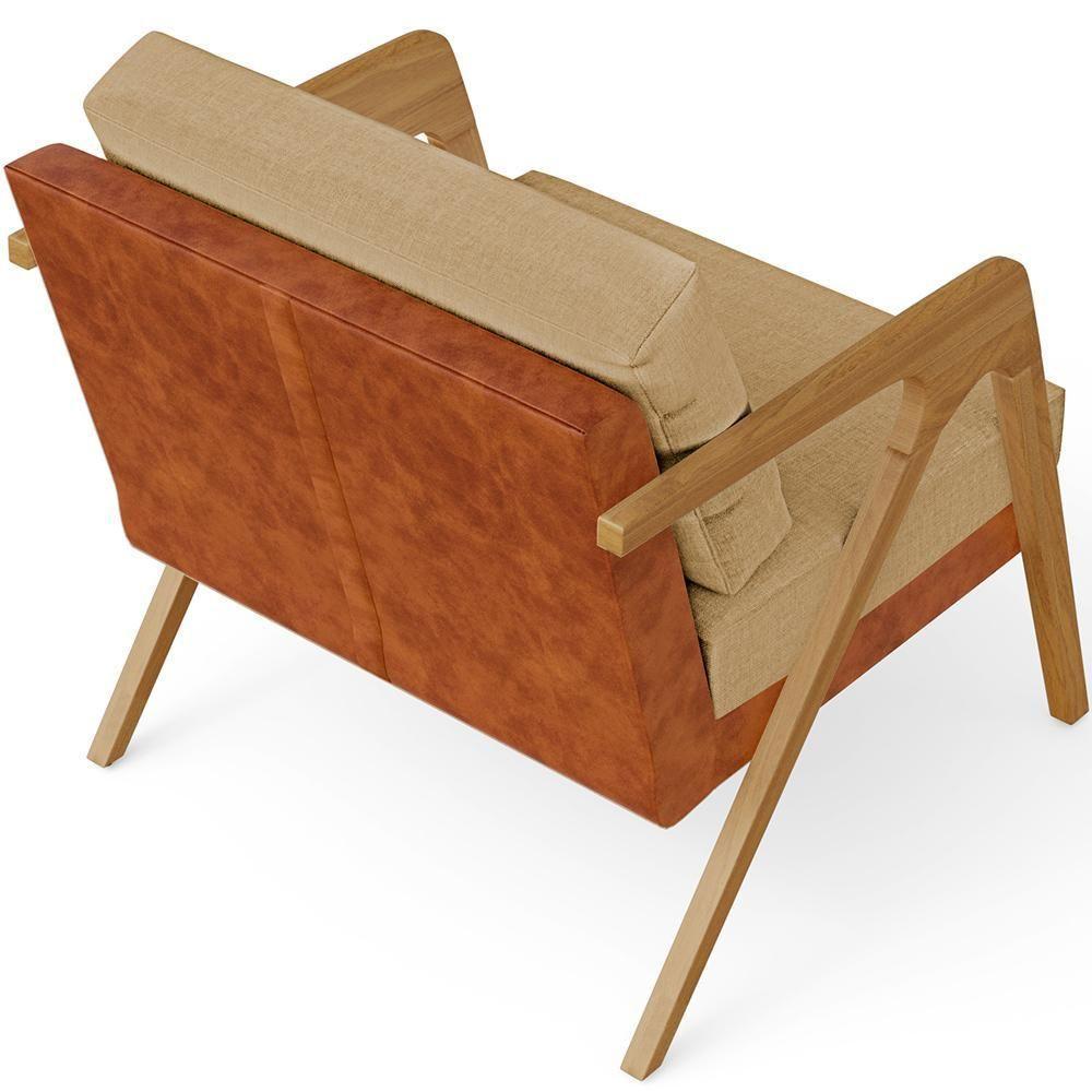 Kit 03 Poltronas Couríssimo Camel Linho Bege Escuro - 2