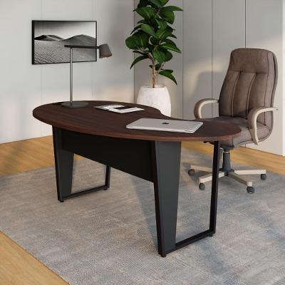 Mesa para Escritório Mesa Linear Orgânica sem Gavetas MDP 175CM Louro Preto F5 Office