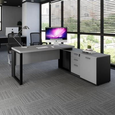 Mesa em l para Escritório Mesa Dinâmica Industrial 1,50m 3 Gavetas MDP 150CM Cinza Sagrado com Preto