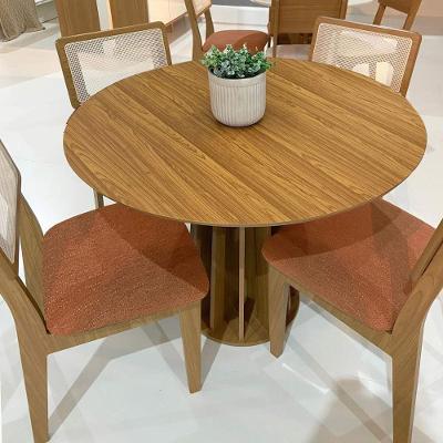 Mesa Jantar 4 Lugares MDF Base Ripada Freijó Terracota Dalla Costa Móveis
