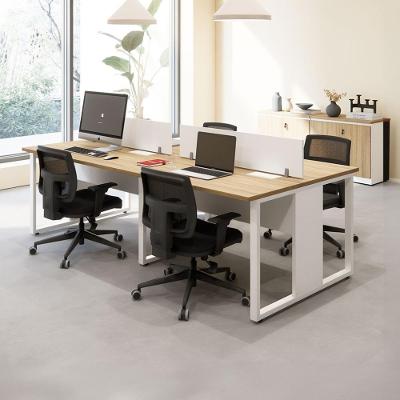 Mesa de Trabalho Plataforma 4 Lugares 240CM Macadâmia com Branco F5 Office