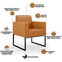 Kit 03 Poltronas Base Fixa Metal Couríssimo Whisky - 6