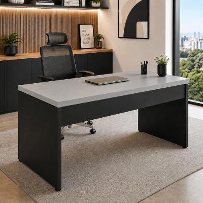 Mesa Escrivaninha para Estudos Pés Painel Tampo 40mm MDP 170CM Cinza Sagrado com Preto