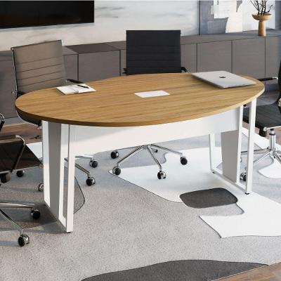 Mesa de Reunião Orgânica sem Gavetas MDP 180CM Macadâmia com Branco F5 Office