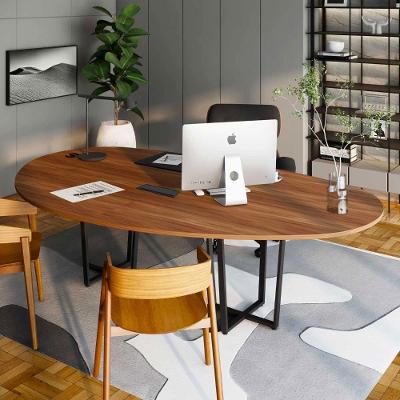 Mesa de Reunião Orgânica sem Gavetas 270CM Nogal com Preto F5 Office