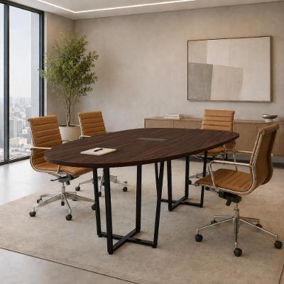 Mesa de Reunião Orgânica MDP 270CM Louro Preto com Preto F5 Office