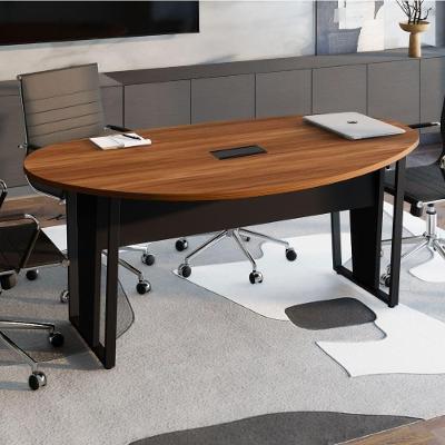 Mesa de Reunião Orgânica MDP 180CM Nogal com Preto F5 Office