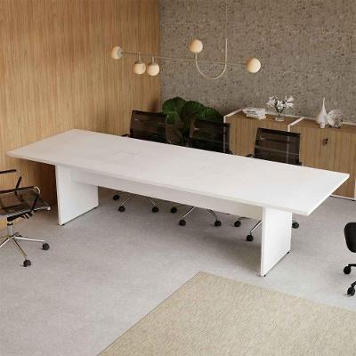 Mesa de Reunião Escritório Moderno 100% MDF 300CM Branco 08 Pessoas F5 Office
