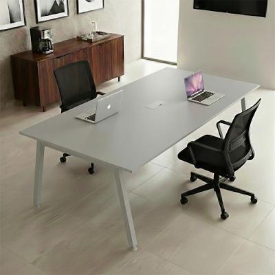 Mesa de Reunião Corporativa 6 Lugares 210CM X 120CM Cinza F5 Office