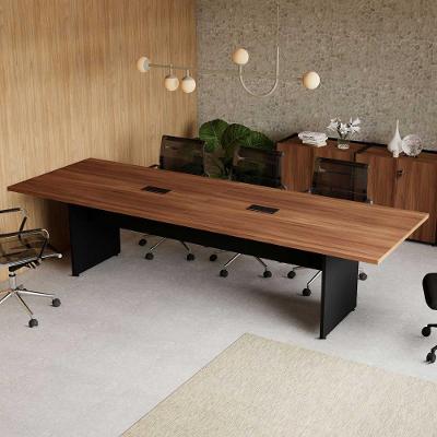 Mesa de Reunião 100% MDF 300CM Nogal com Preto F5 Office
