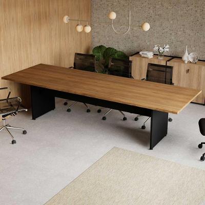 Mesa de Reunião 08 Lugares 100% MDF 300CM Freijó com Preto F5 Office