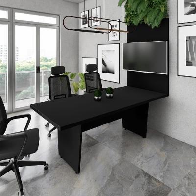 Mesa de Escritório e Painel de Tv F5 Moderno sem Gavetas 200CM Preto F5 Office