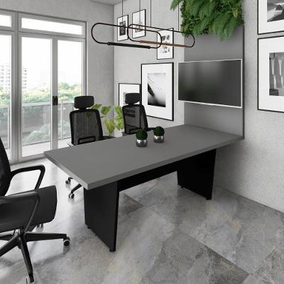 Mesa de Escritório e Painel de Tv F5 sem Gavetas 200CM Cinza Sagrado com Preto F5 Office