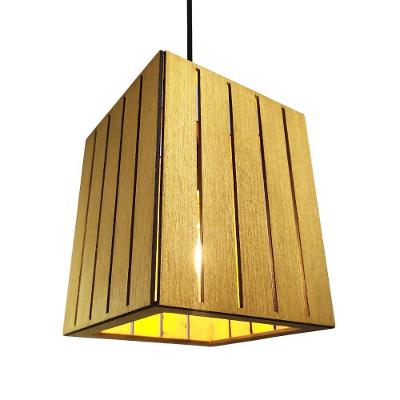 Luminária Teto Pendente Lustre Madeira Mdf Rústica Freijó Bivolt Marrom Dimerizável