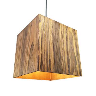 Luminária Pendente de Teto Natu Pau de Ferro MDF Lâmina Madeira Bivolt Marrom