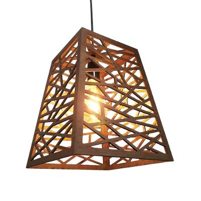 Luminária Pendente de Teto Mdf Lâmina Madeira Moderna Rústica Bivolt