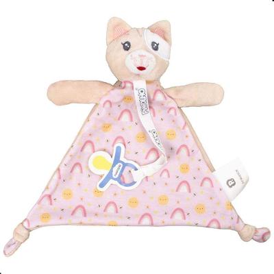 Naninha com Prendedor de Chupeta Gata Conforto com Bichinho Rosa Lavavel em Maquina Pimpolho