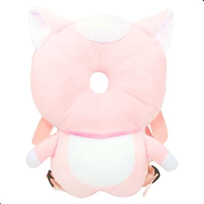 Mochila Almofada Protetora de Cabeça Infantil Rosa Pimpolho Formato Gato Neoprene