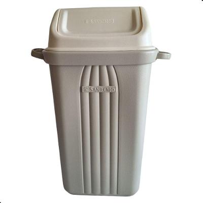 Lixeira Plástica com Tampa Basculante 30L Plástico Abertura Prática e Higiênica Bege Sanremo