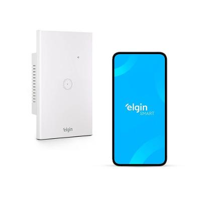 Interruptor Touch Smart 1 Botão Wi-Fi Controle por Voz e Aplicativo Vidro Temperado Elgin