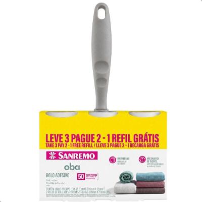 Kit Rolo Adesivo Tira Pelos e Fiapos Limpa Roupas Sofa Cama 50 Folhas Branco Sanremo