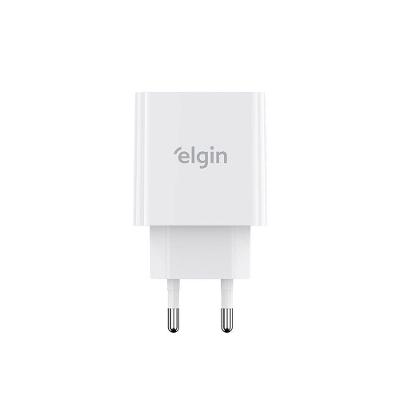 Carregador de Tomada Elgin 2 Saídas USB e Tipo C Carregamento Rápido 20W