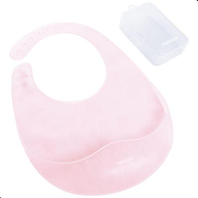 Babador de Silicone Ajustável com Case para Refeições Rosa Pimpolho