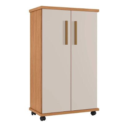 Armário Multiuso Berlim 2 Portas 4 Prateleiras MDF-MDP 60CM Cinamomo e Off White