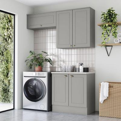 Lavanderia Modulada Americana 5 Portas 3 Prateleiras MDF 160CM Cinza